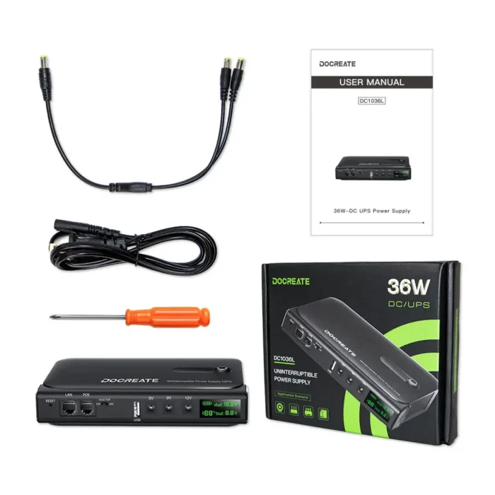 ДБЖ для роутера Docreate DC1036L 36W (з акумуляторами 18650) — комплект для інтернету - Зображення 8