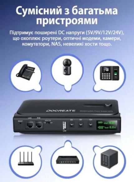 ИБП для роутера Docreate DC1036L 36W DC-UPS универсальный (без аккумуляторов)-2