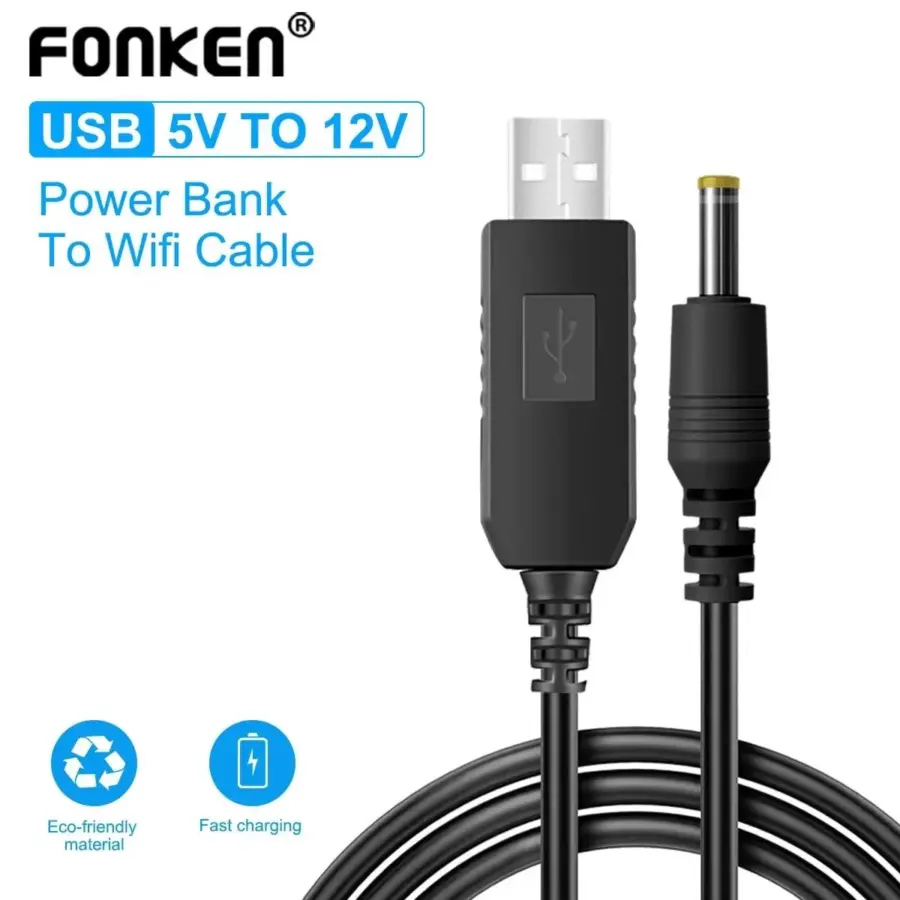 Перехідник FONKEN USB на DC 5.5 x 2.1 мм 12V для живлення роутера Перехідник FONKEN USB → DC 5.5 x 2.1 мм 12V для живлення роутера та Т2 антени