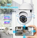 Вулична поворотна PTZ Wi-Fi камера A1 (V380 PRO) білого кольору, вигляд спереду 5