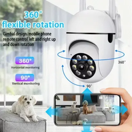 Уличная поворотная PTZ Wi-Fi камера A1 (V380 PRO) белого цвета, вид спереди 5