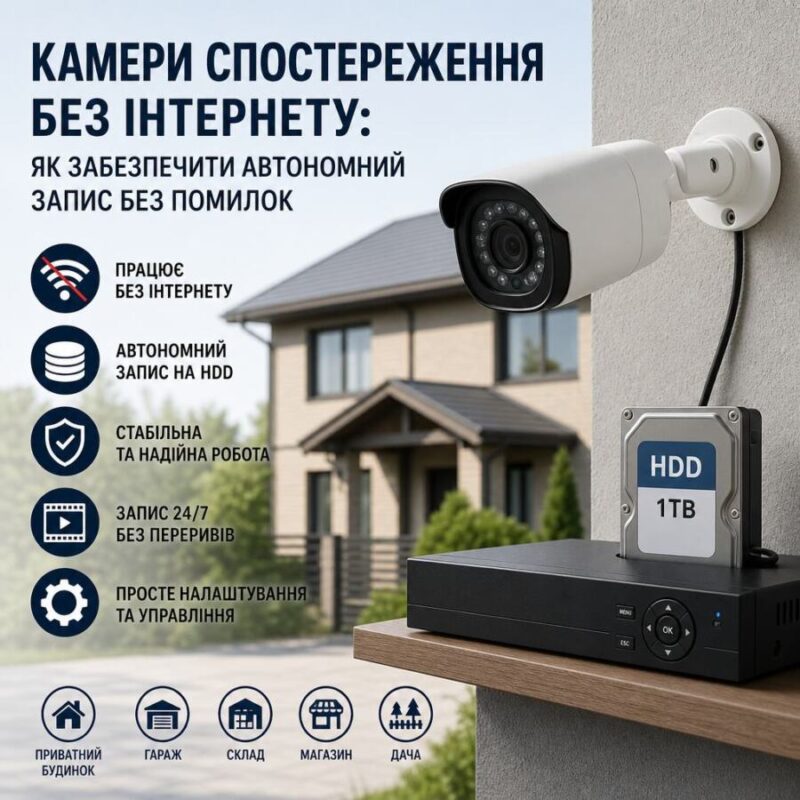 камери спостереження без інтернету illustration for Камери спостереження без інтернету: як забезпечити автономний запис без п