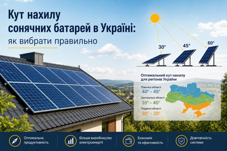 Кут нахилу сонячних батарей в Україні: як ви