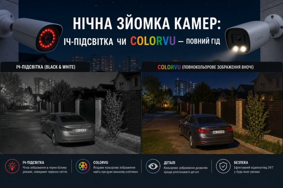 камери з кольоровим нічним баченням illustration for Нічна зйомка камер: ІЧ-