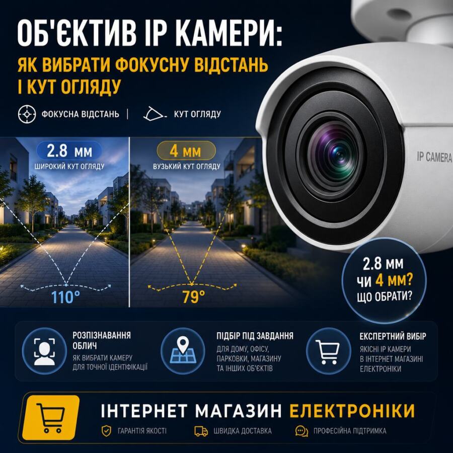фокусна відстань камер спостереження illustration for Об'єктив IP камери: як
