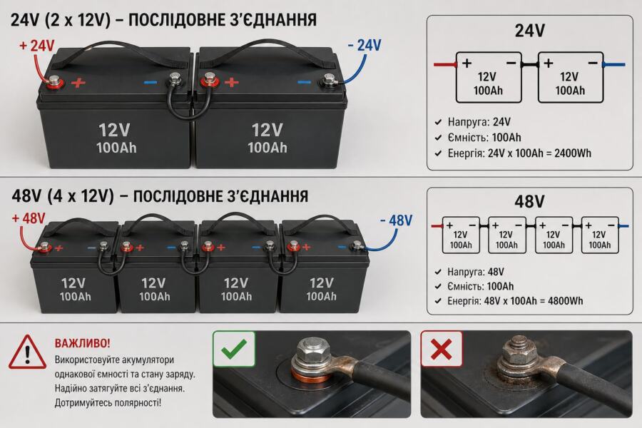 підключення акумуляторів illustration for Підключення акумуляторів: як пра