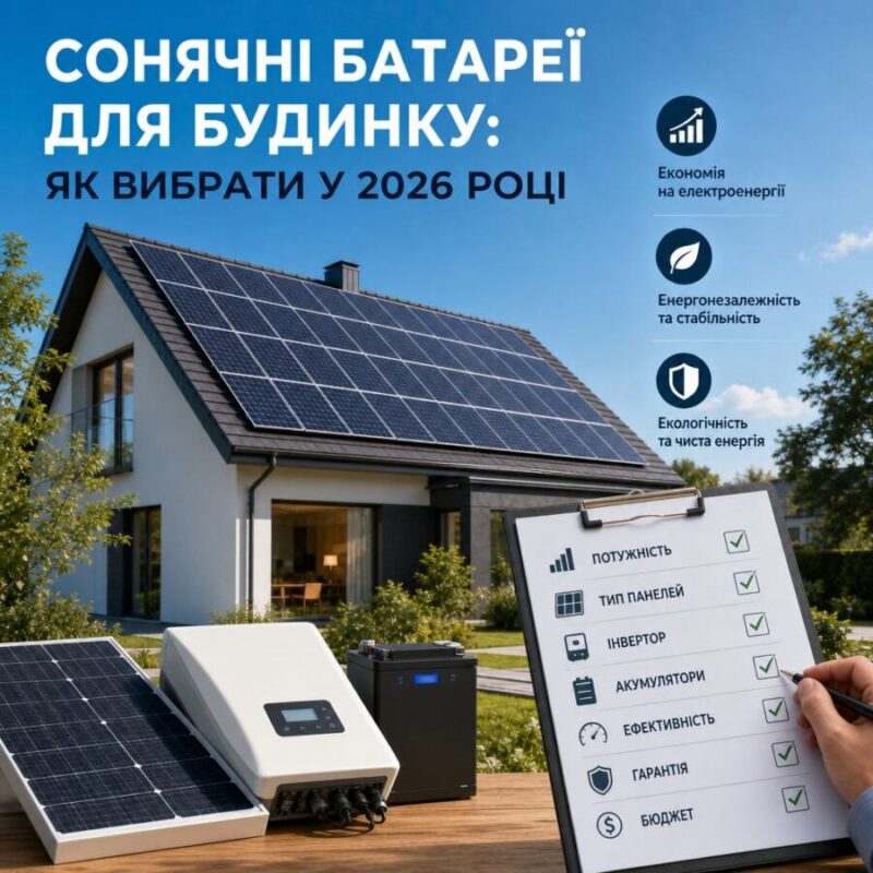 Сонячні панелі на даху будинку для автономного живлення та економії