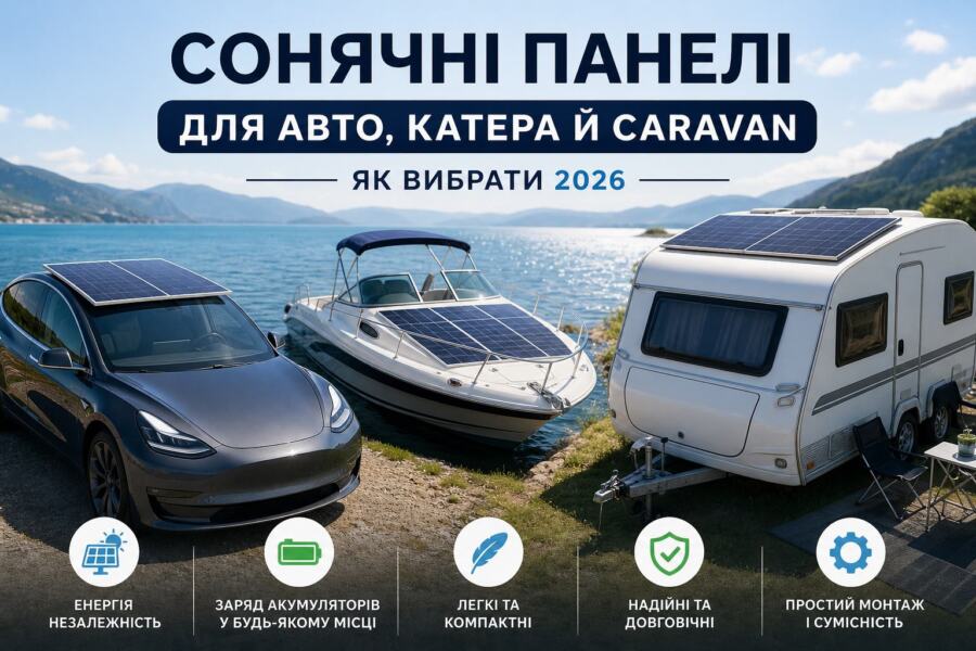 сонячні панелі для авто illustration for Сонячні панелі для авто, катера й car