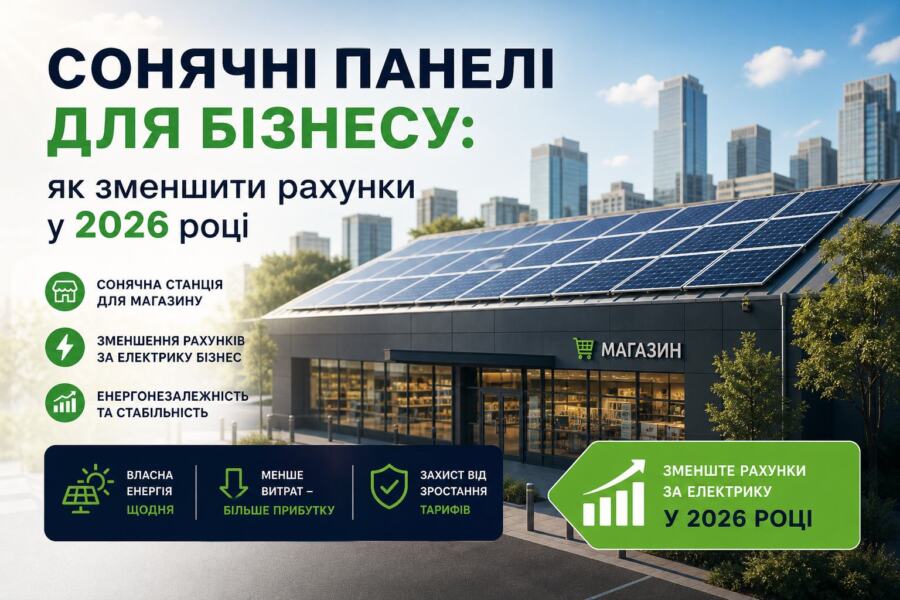 сонячні панелі для бізнесу illustration for Сонячні панелі для бізнесу: як з