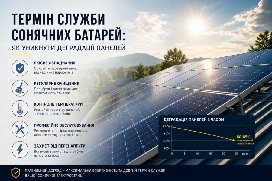 Термін служби сонячних батарей: як уникнути
