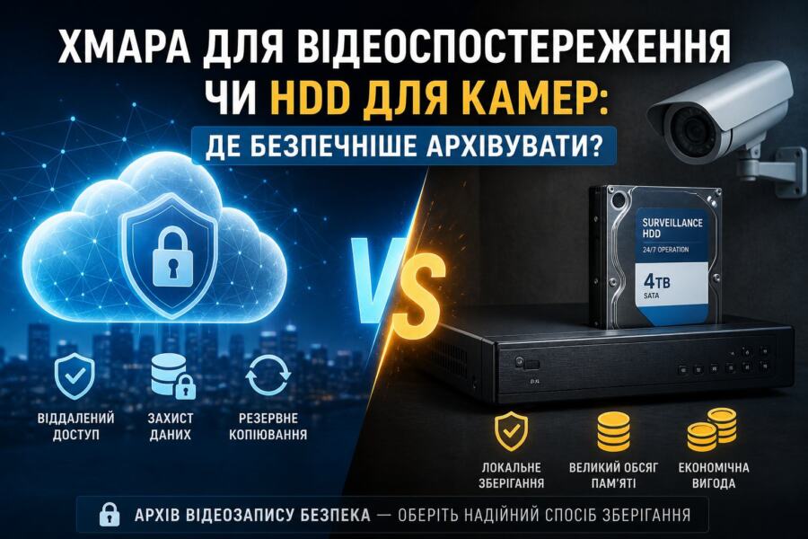 Порівняння хмарного сховища та HDD для архівування відеоспостереження