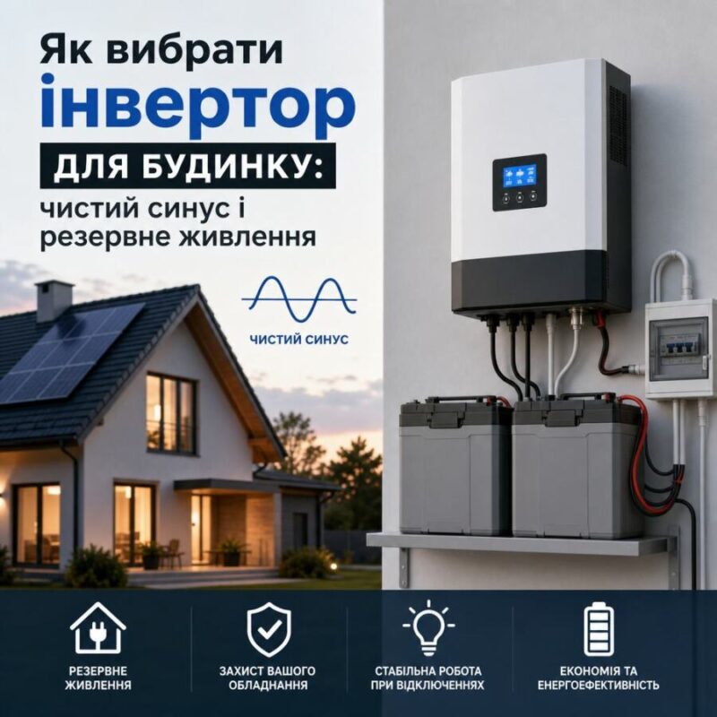 Інвертор для будинку з чистим синусом і резервним живленням будинку