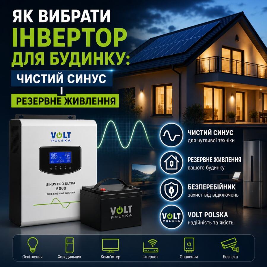 Інвертор Volt Polska для будинку з чистим синусом і резервним живленням