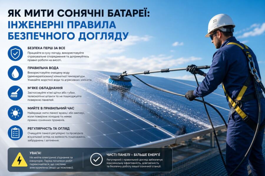 як мити сонячні батареї illustration for Як мити сонячні батареї: інженерні