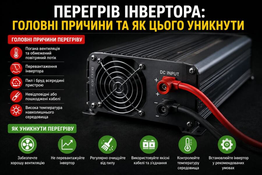 Інфографіка як уникнути перегріву інвертора та продовжити його ресурс