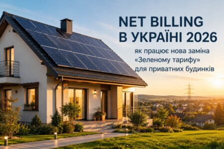 Net Billing в Украине 2026 года для частного дома с солнечными панелями на крыше