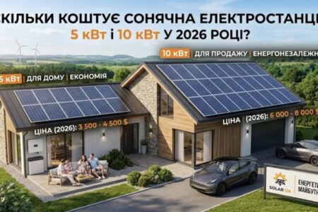 Скільки коштує сонячна електростанція 5 кВт і 10 кВт у 2026 році — порівняння вартості СЕС для будинку.