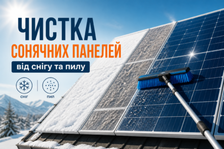 чистка сонячних панелей illustration for Чистка сонячних панелей від снігу